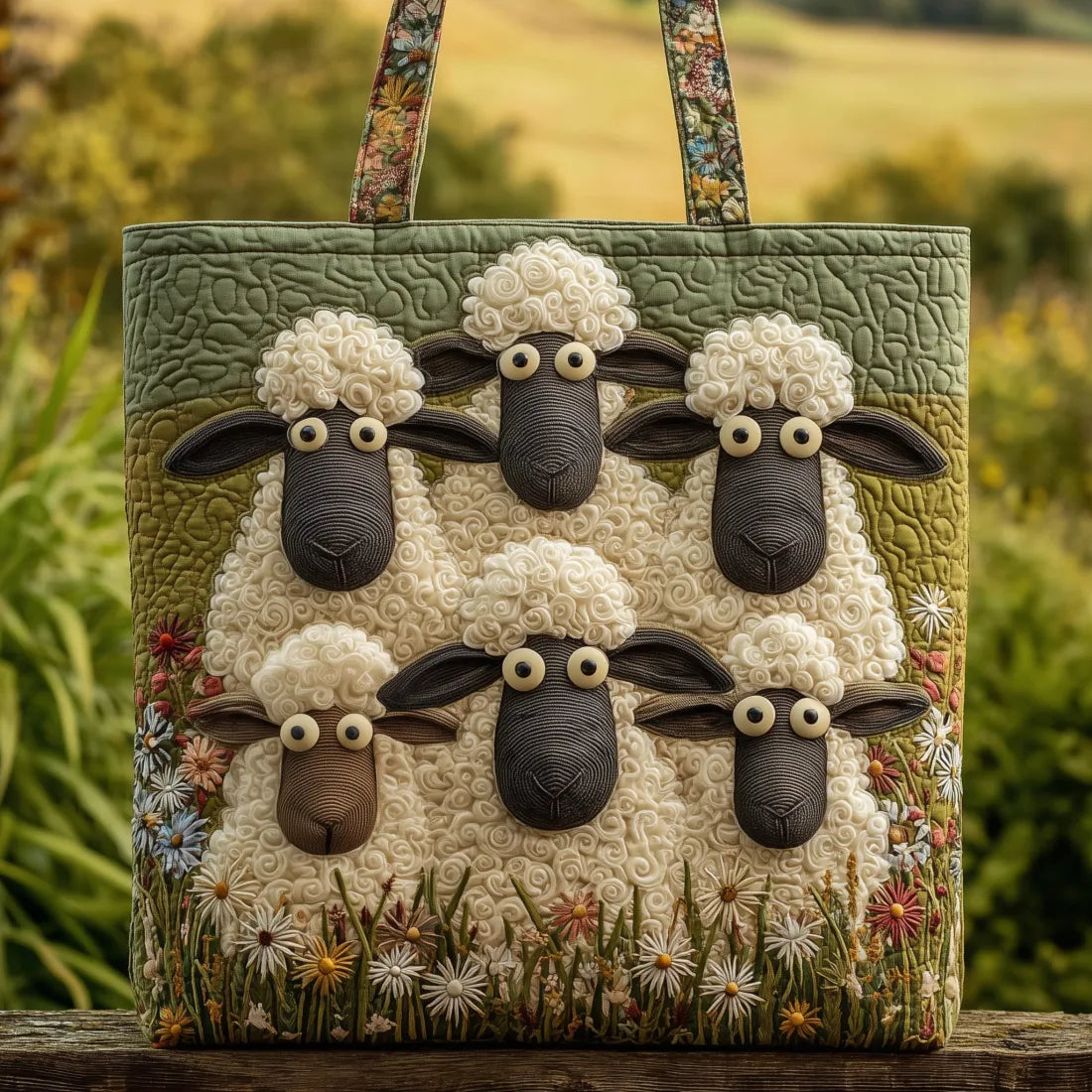 Handgemachte Tasche von fünf Schafen