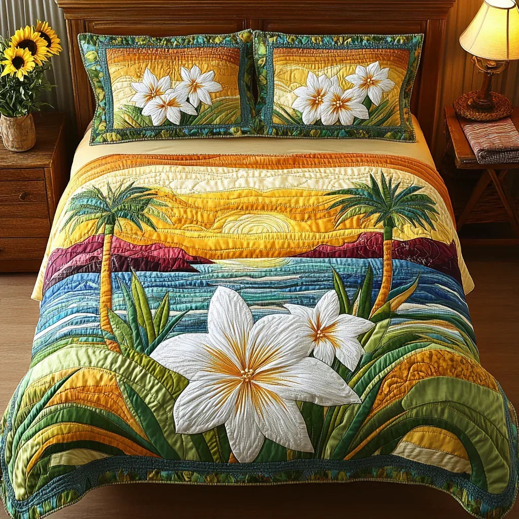 3-delat quiltat sängklädes-set – Aloha Vibe