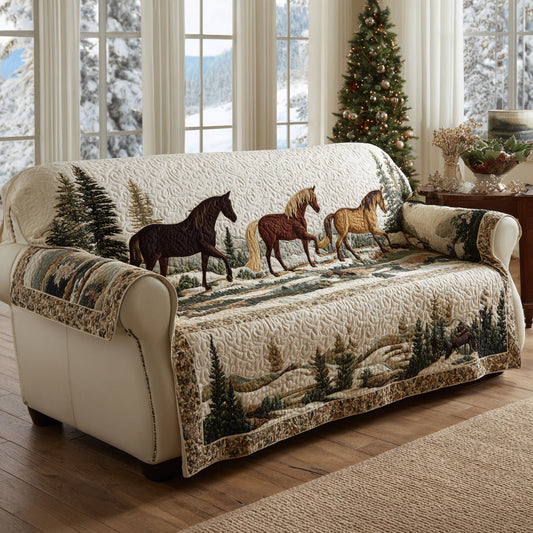 Quilted Sofa Cover – Featuring Alpine Horse Design NCU0HH1603