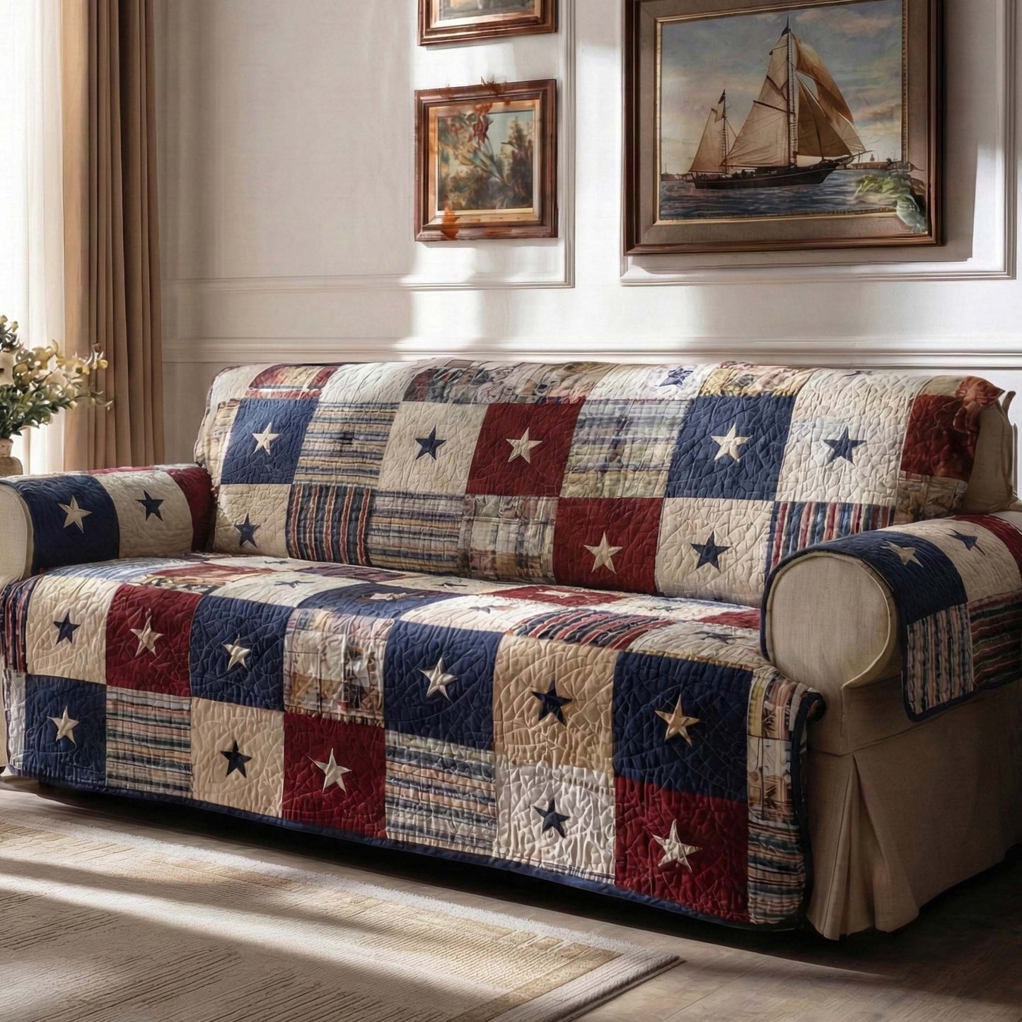 Amerikansk Stil Quiltat Sofföverdrag – Modell NCU0VT373