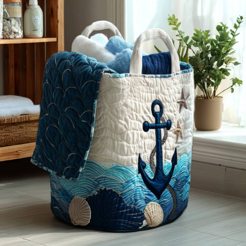 Gesteppter Wäschekorb – mit maritimem Motiv NCU0PTT856
