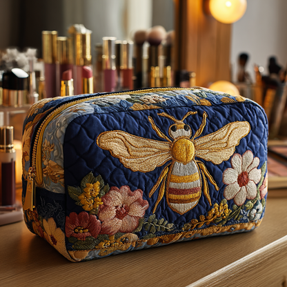 Quilted Cosmetic Bag with Bees and Flowers NCU0DK10421