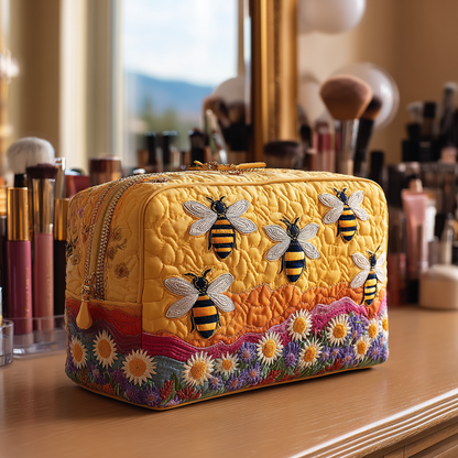 Quilted Cosmetic Bag with Bees and Flowers NCU0DK10420