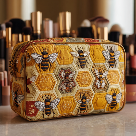 Quilted Cosmetic Bag with Bees in the Meadow NCU0DK10416