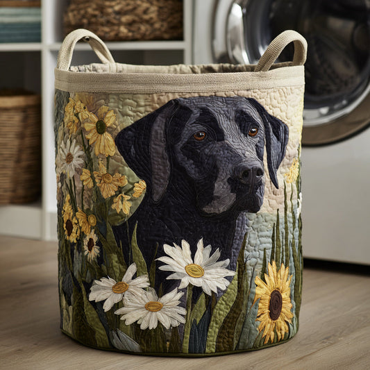 Gesteppter Wäschekorb – mit Labrador und Blumen NCU0HNH441