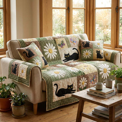 Quilted Sofa Cover – Cat and Floral Design NCU0HH1941