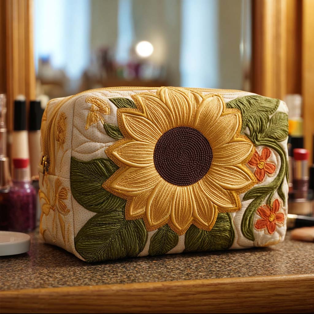 Quilted Cosmetic Bag with Radiant Flower Design NCU0NT10227