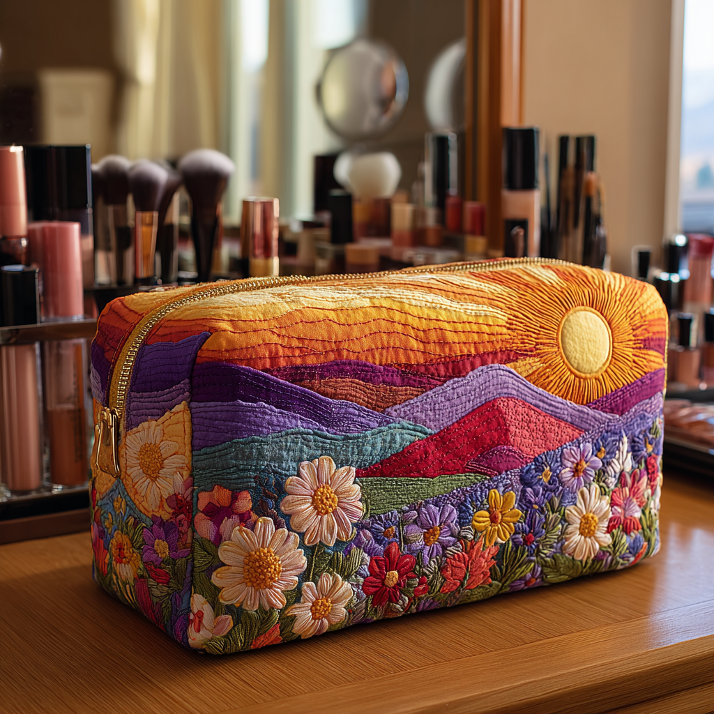 Quilted Cosmetic Bag with Light Pattern NCU0DK10298
