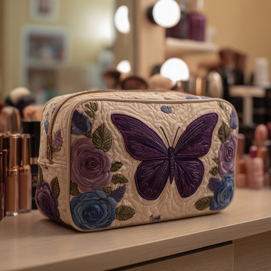 Quilted Cosmetic Bag with Butterfly Design NCU0DK10504