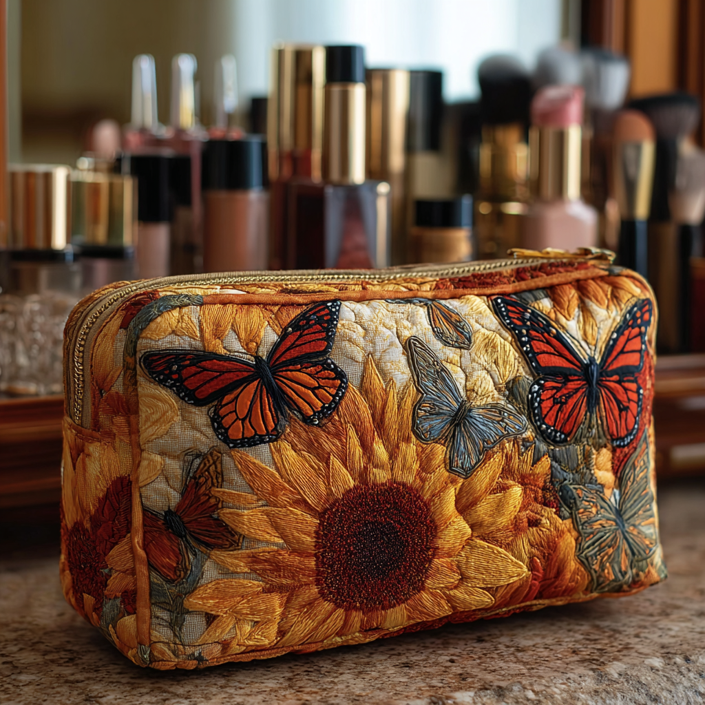 Quilted Cosmetic Bag with Blue Pattern NCU0DK10510