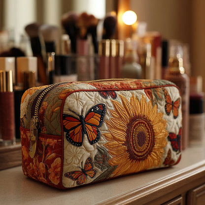 Quilted Cosmetic Bag with Delicate Butterflies NCU0DK10509