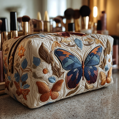 Quilted Cosmetic Bag with Delicate Butterflies NCU0DK10507