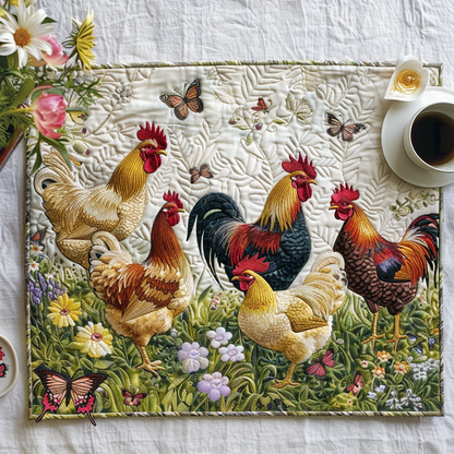 Charmiga hönor och blommor – Quiltade bordstabletter NCU0TL071
