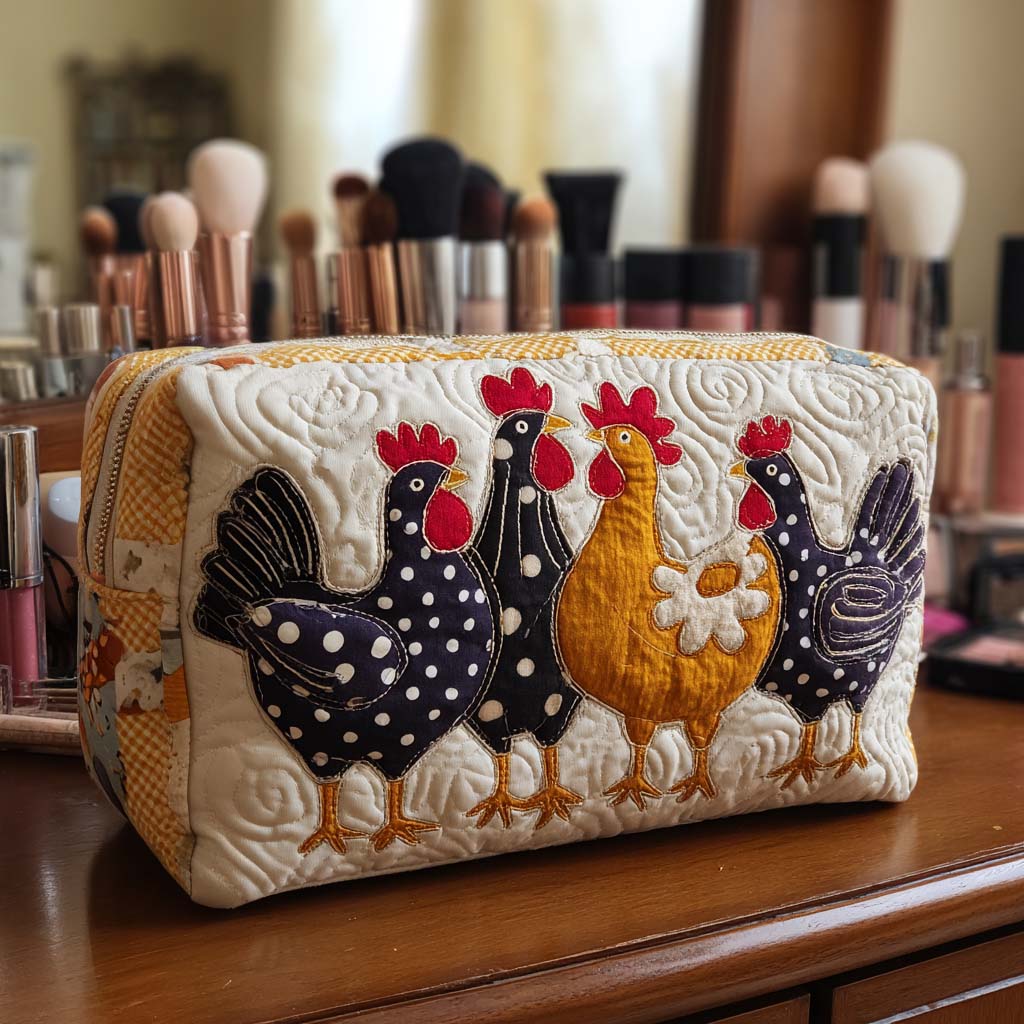 Quilted Cosmetic Bag with Cheerful Chicken NCU0NT10533