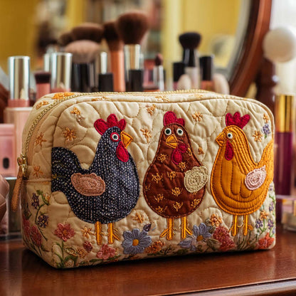 Quilted Cosmetic Bag with Decorative Chicken NCU0NT10534
