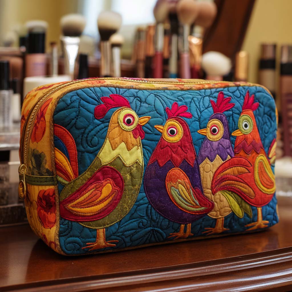 Quilted Cosmetic Bag with Adorable Chicken NCU0NT10536