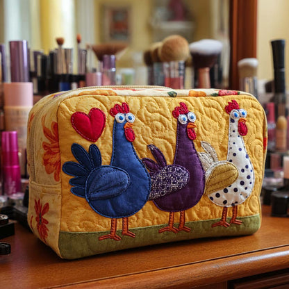 Quilted Cosmetic Bag with Decorative Chicken NCU0NT10537