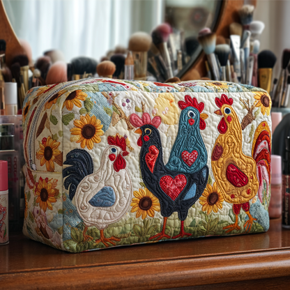 Quilted Cosmetic Bag with Chickens in the Trees NCU0DK10290