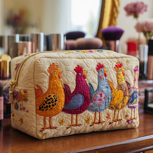 Quilted Cosmetic Bag with Cheerful Chicken NCU0NT10542