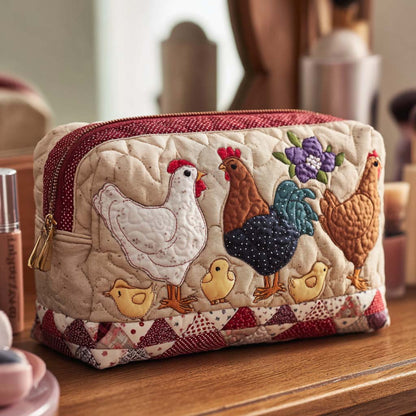 Quilted Cosmetic Bag with Hen in Nest NCU0NT10545