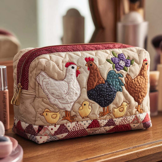 Quilted Cosmetic Bag with Hen in Nest NCU0NT10545