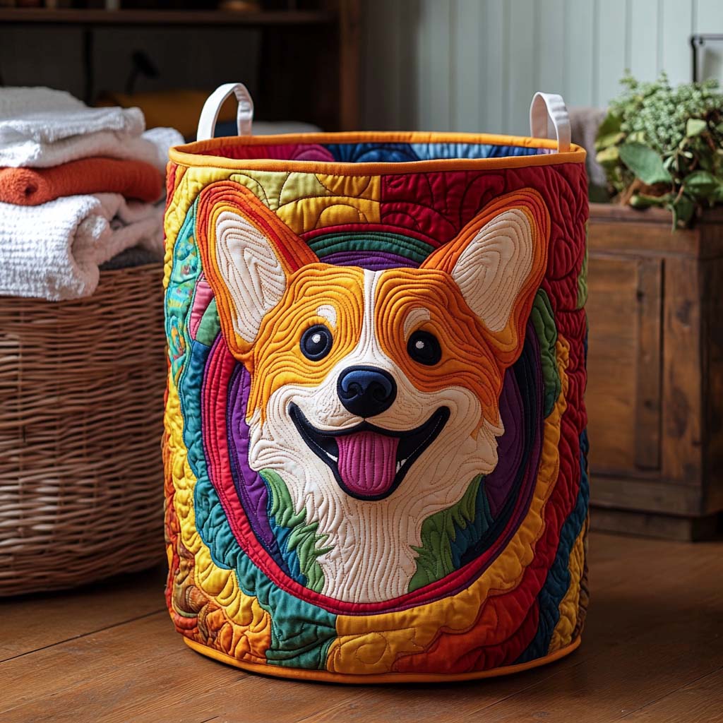 Gesteppter Wäschekorb – mit Corgi NCU0NXD170