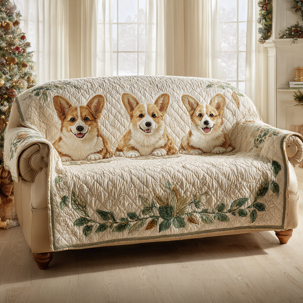 Quilted Sofa Cover – Featuring Corgi Design NCU0HH1673
