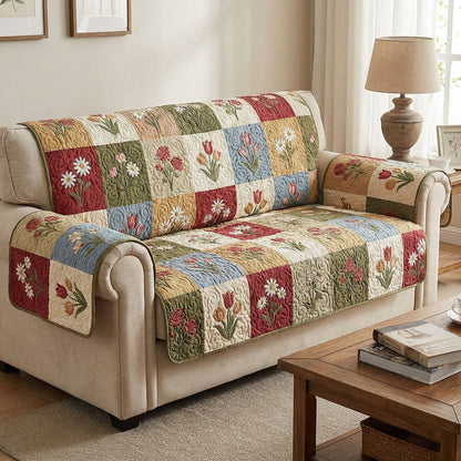Patchwork Quiltad Sofföverdrag i Cottage-Stil – NCU0TV1551