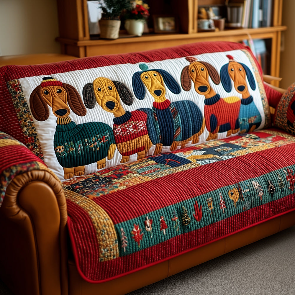 Quilted Sofa Cover – Featuring Dachshund Design NCU0TH3701