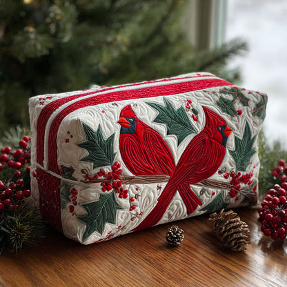 Quilted Cosmetic Bag with Purple Flower - NCU0PT9270