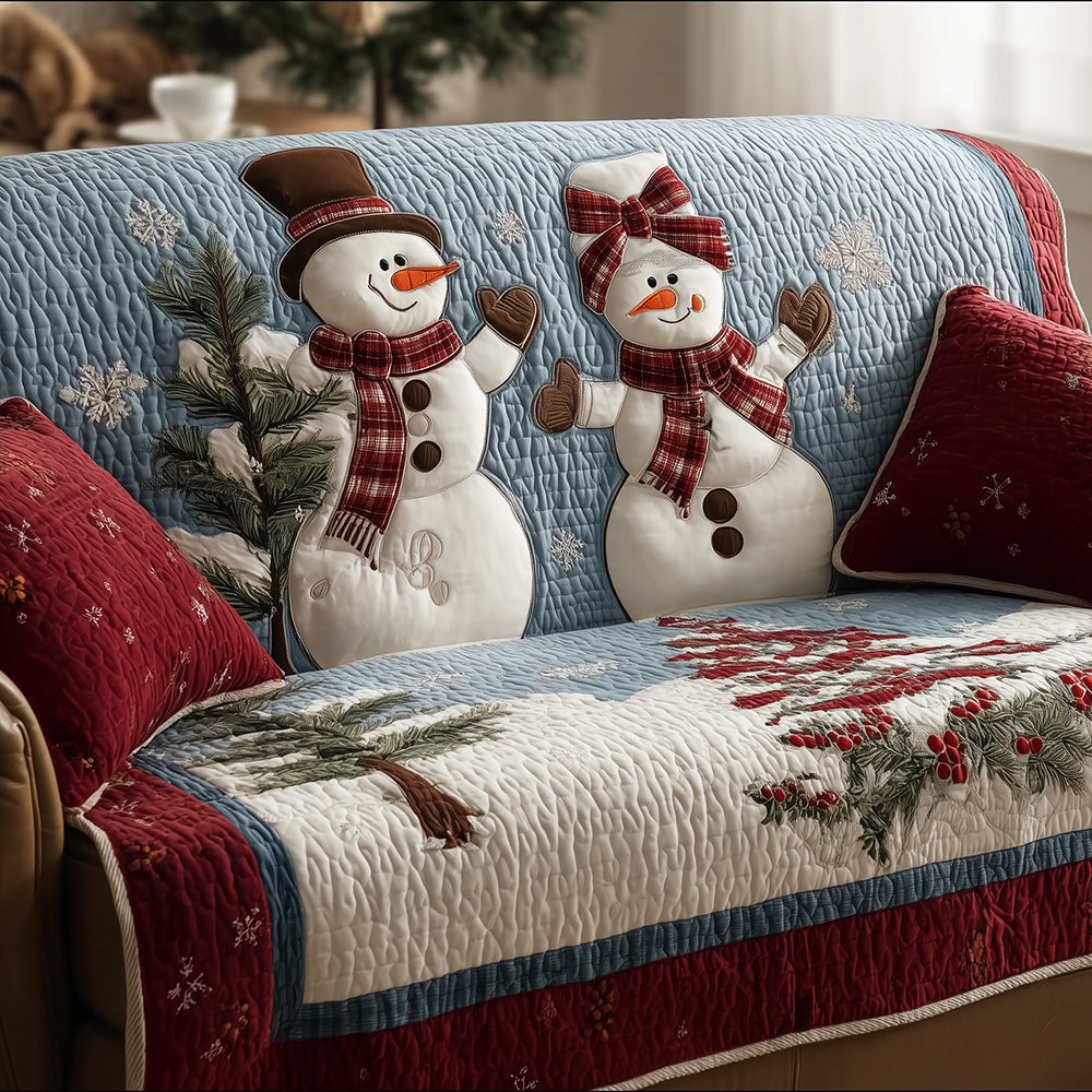 Quilted Sofa Cover – Featuring Dancing Snowmen NCU0TH3791