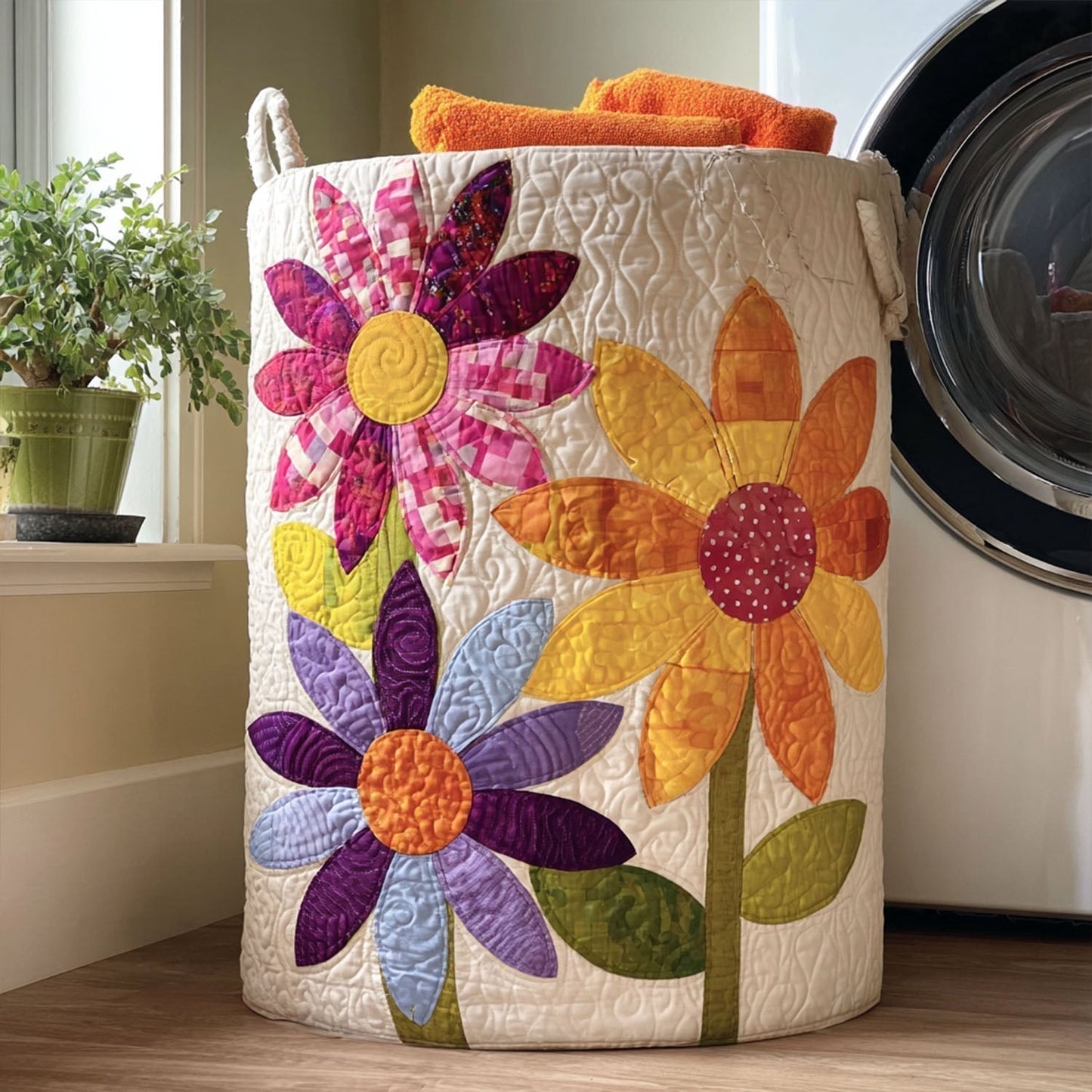 Gesteppter Wäschekorb – mit Blumenmuster NCU0QN006