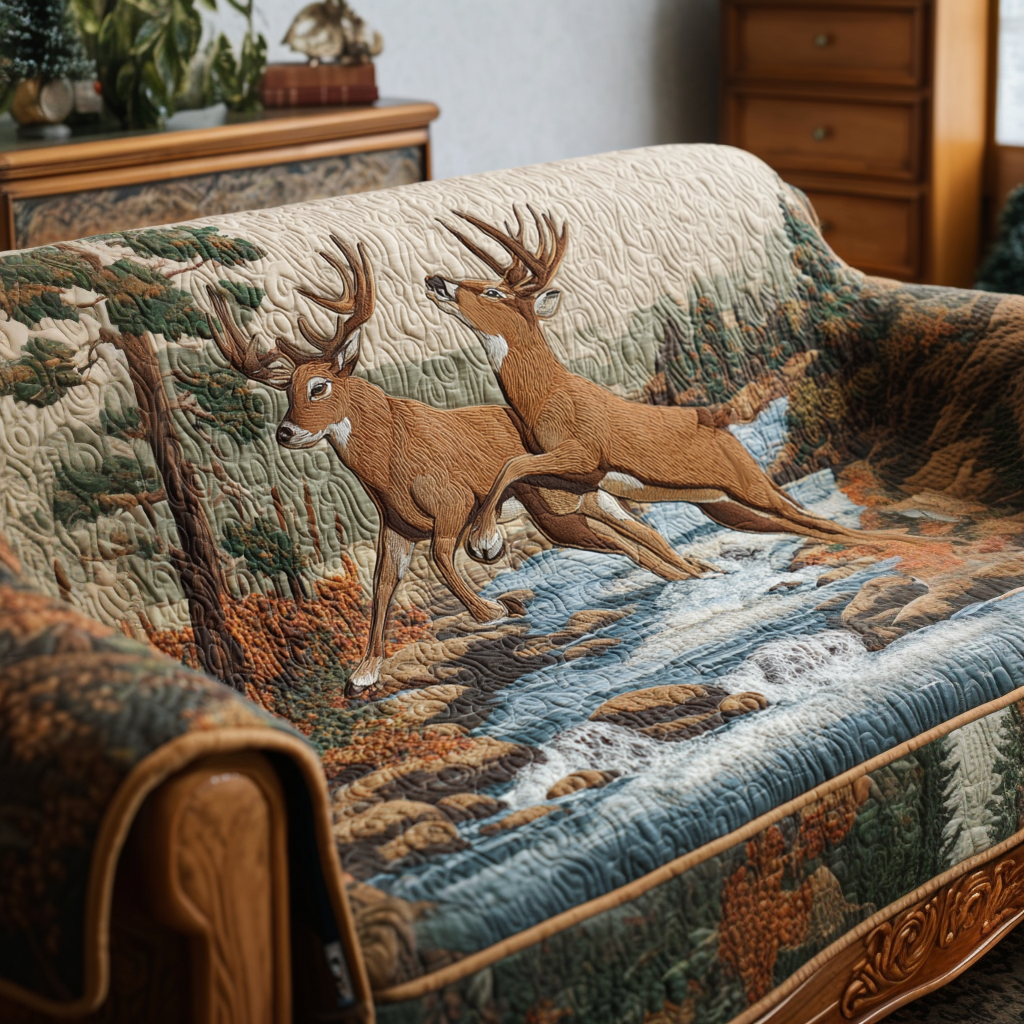 Quilted Sofa Cover – Featuring Deer Design NCU0VT336