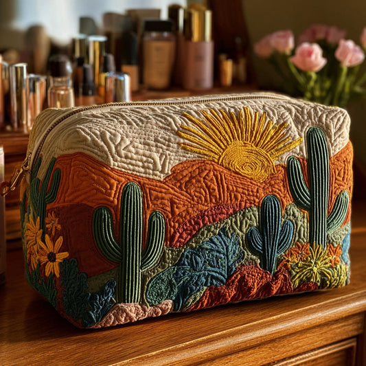 Quilted Cosmetic Bag with Desert Flora NCU0PT9623