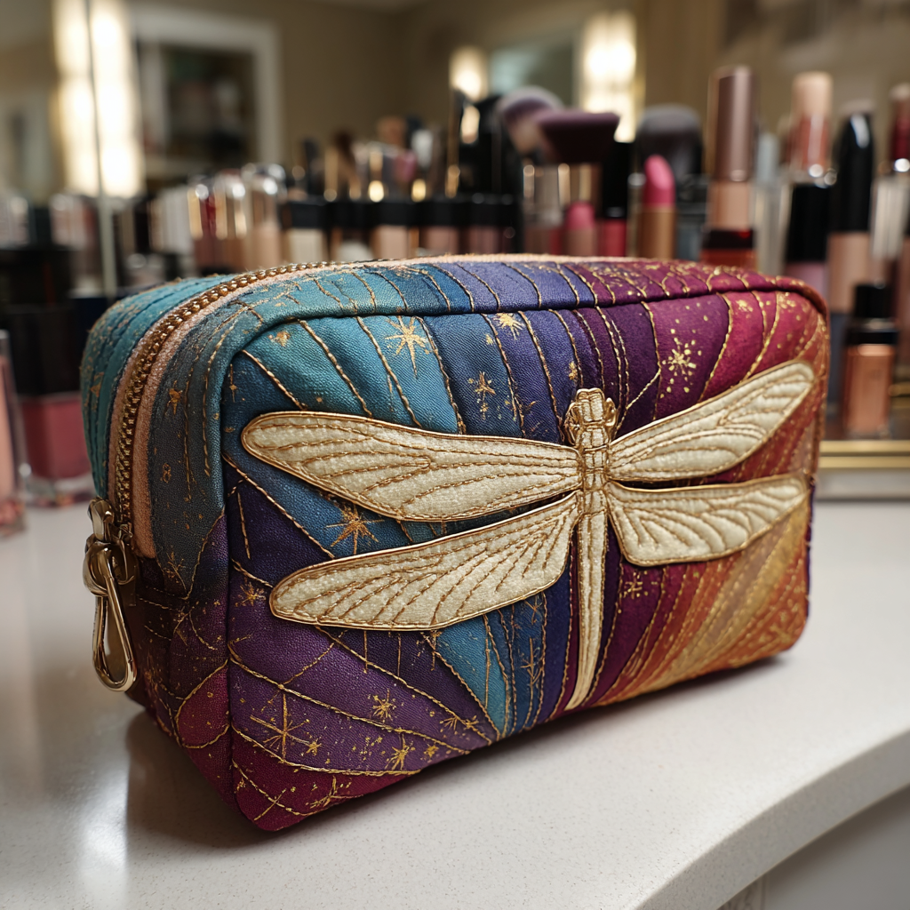Quilted Cosmetic Bag with Dragonfly Design NCU0DK10232