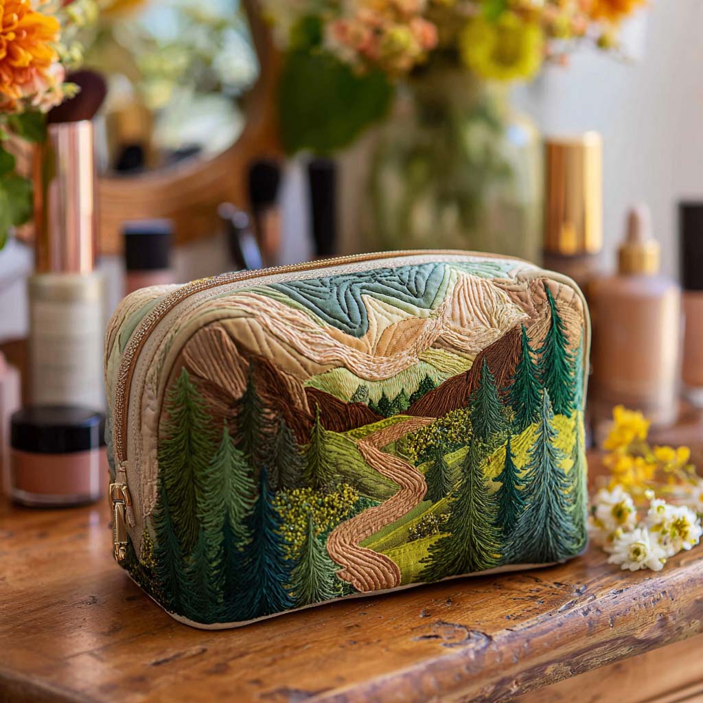 Quilted Cosmetic Bag with Emerald Green Hair NCU0PT9469