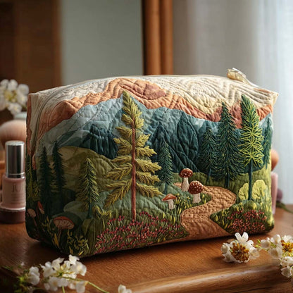 Quilted Cosmetic Bag with Evergreen Forest Design NCU0PT9470