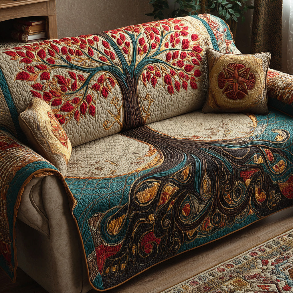 Quilted Sofa Cover – Tree of Life Design NCU0VT370