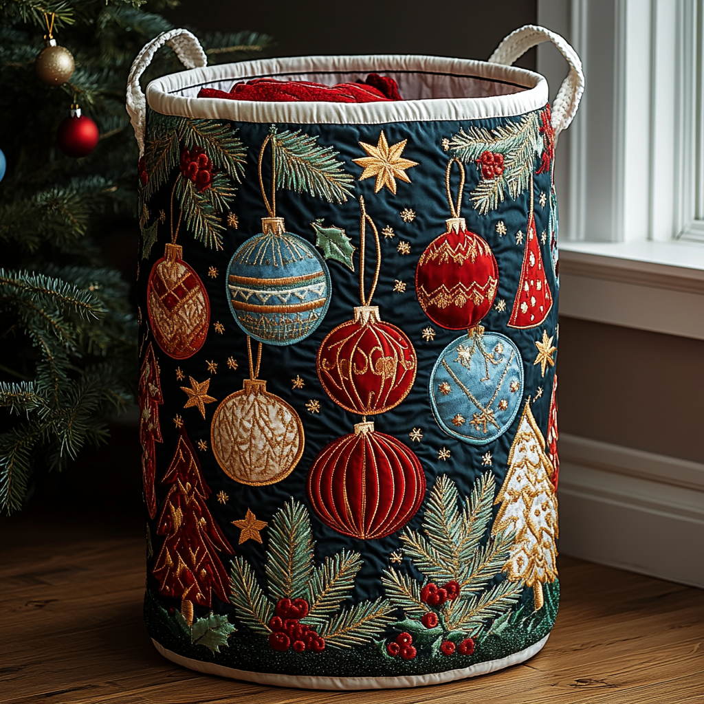 Gesteppter Wäschekorb – mit Weihnachtsmotiv NCU0DDK1085