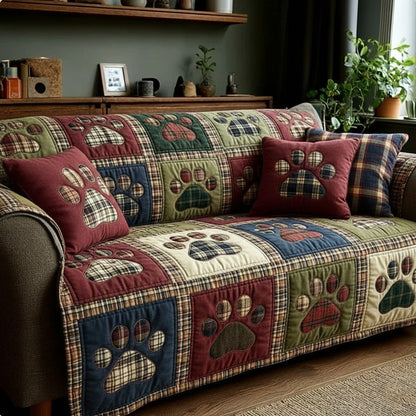 Quilted Sofa Cover – Featuring Paws and Heart Design NCU0NT11536