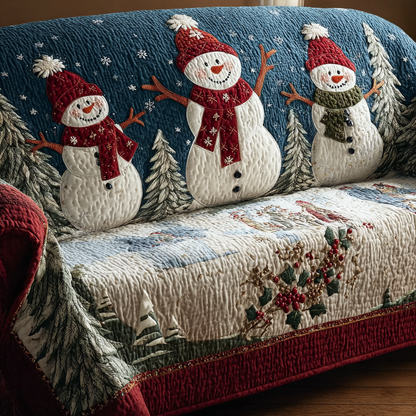 Quilted Sofa Cover – Featuring a Smiling Snowman NCU0DK10797
