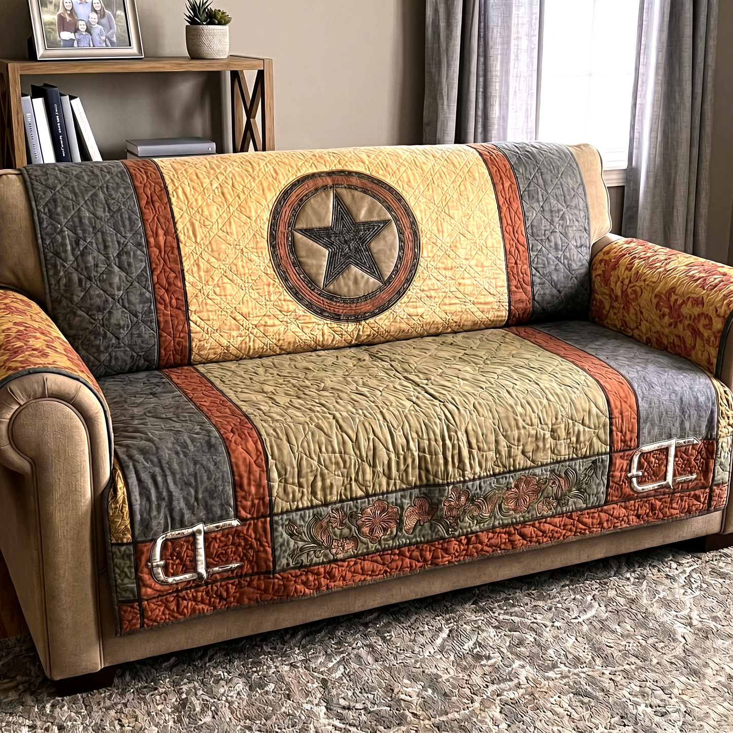 Quilted Sofa Cover – Featuring Texas Star Design NCU0XD2128