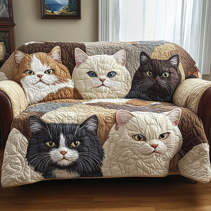Quilted Sofa Cover – Featuring Golden Cat Design NCU0DK11742