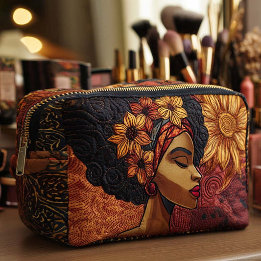 Quilted Cosmetic Bag with Golden Crown NCU0NT10376