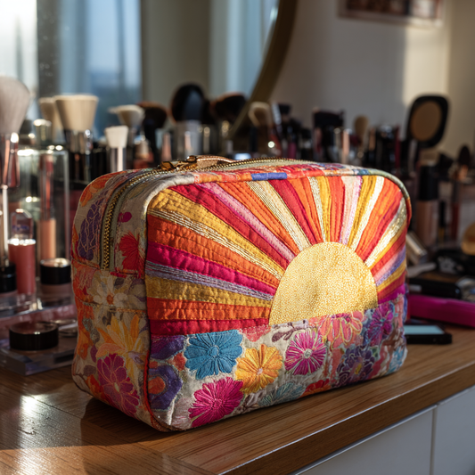 Quilted Cosmetic Bag with Golden Horizon NCU0DK10294