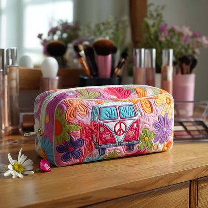 Retro Floral Pattern Quilted Cosmetic Bag NCU0PT9430