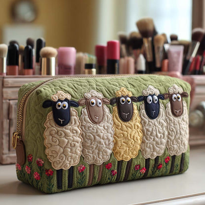 Quilted Cosmetic Bag with Cheerful Flock Design NCU0NT10386