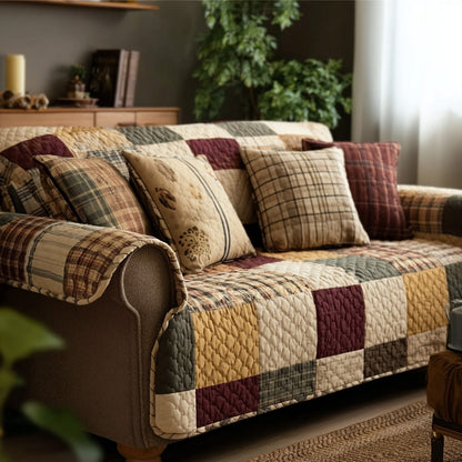 Quilted Sofa Cover – Autumn Check Pattern NCU0NT11986