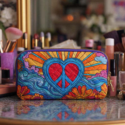 Quilted Cosmetic Bag with Peace Symbol NCU0XD878