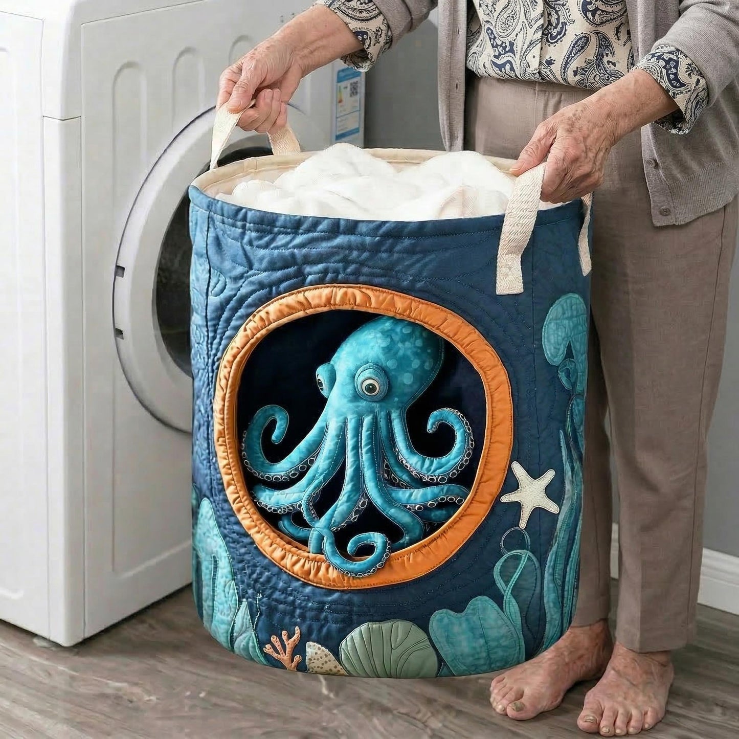 Gesteppter Wäschekorb – mit Oktopus NCU0NTD374